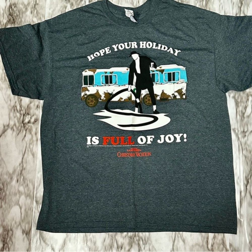 Christmas Vacation Cousin Eddie Gray Mens Sz XL Holiday Tee Funny Full of Joy